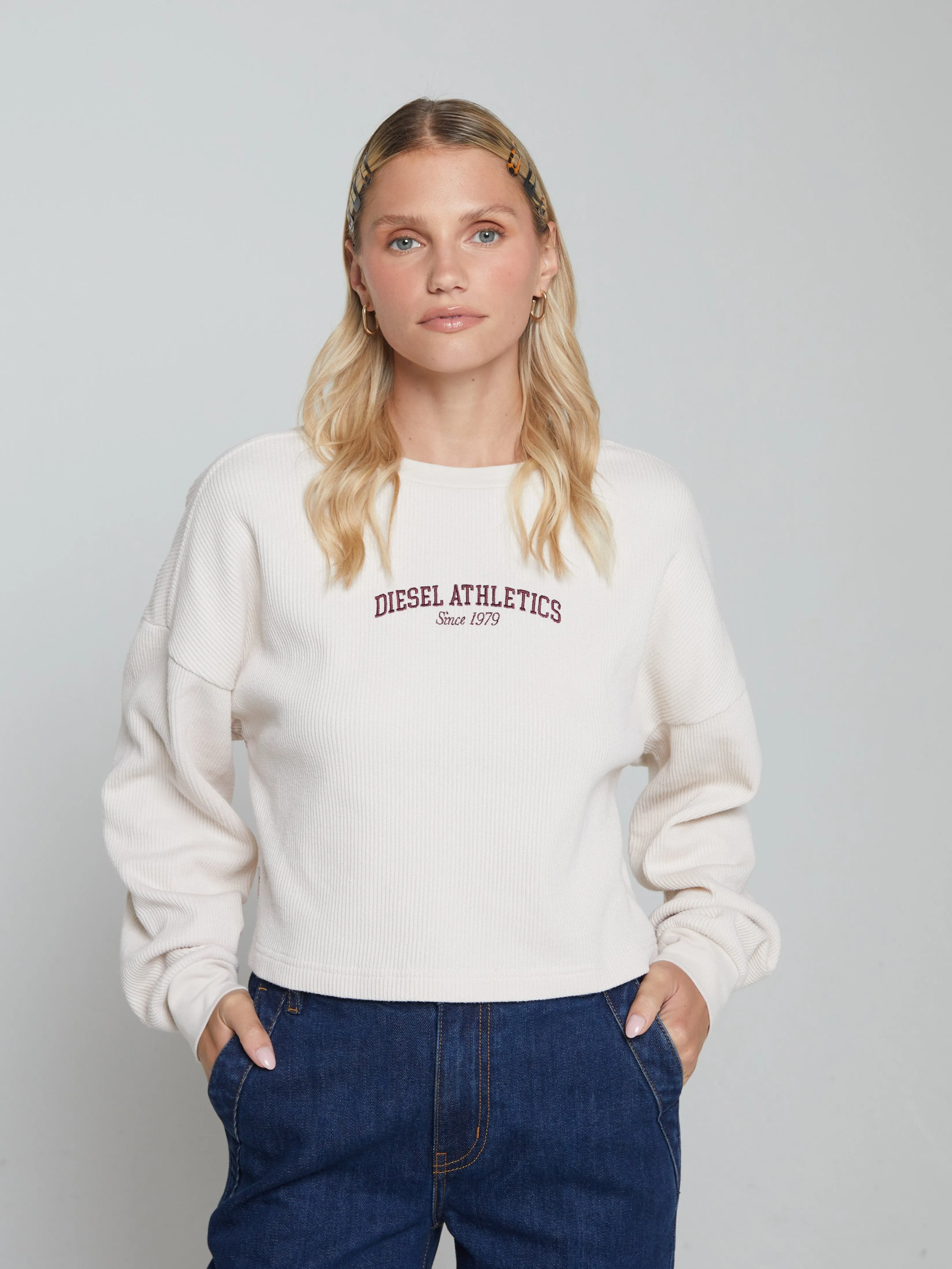 Garment Washed Texture Minimalist purity Mia Ls Tee Stone White