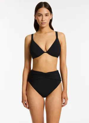 Jetset Underwire Triangle Bikini Top - Black Crisscross Back Design