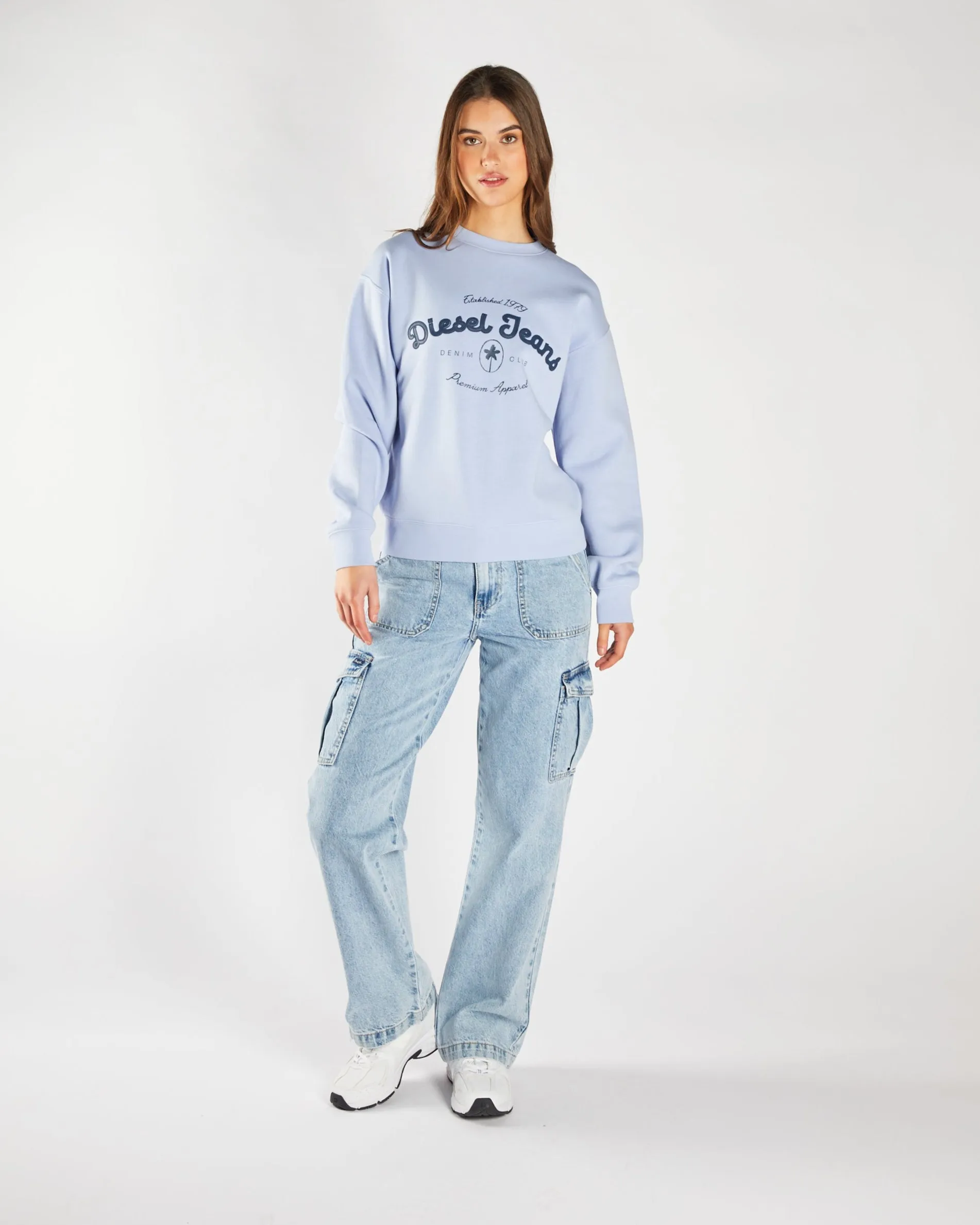 Flossy Sweatshirt Pale Periwinkle stud accents product herringbone texture