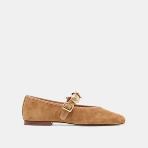 Toe room Secure Step RELAN BALLET FLATS LT BROWN SUEDE