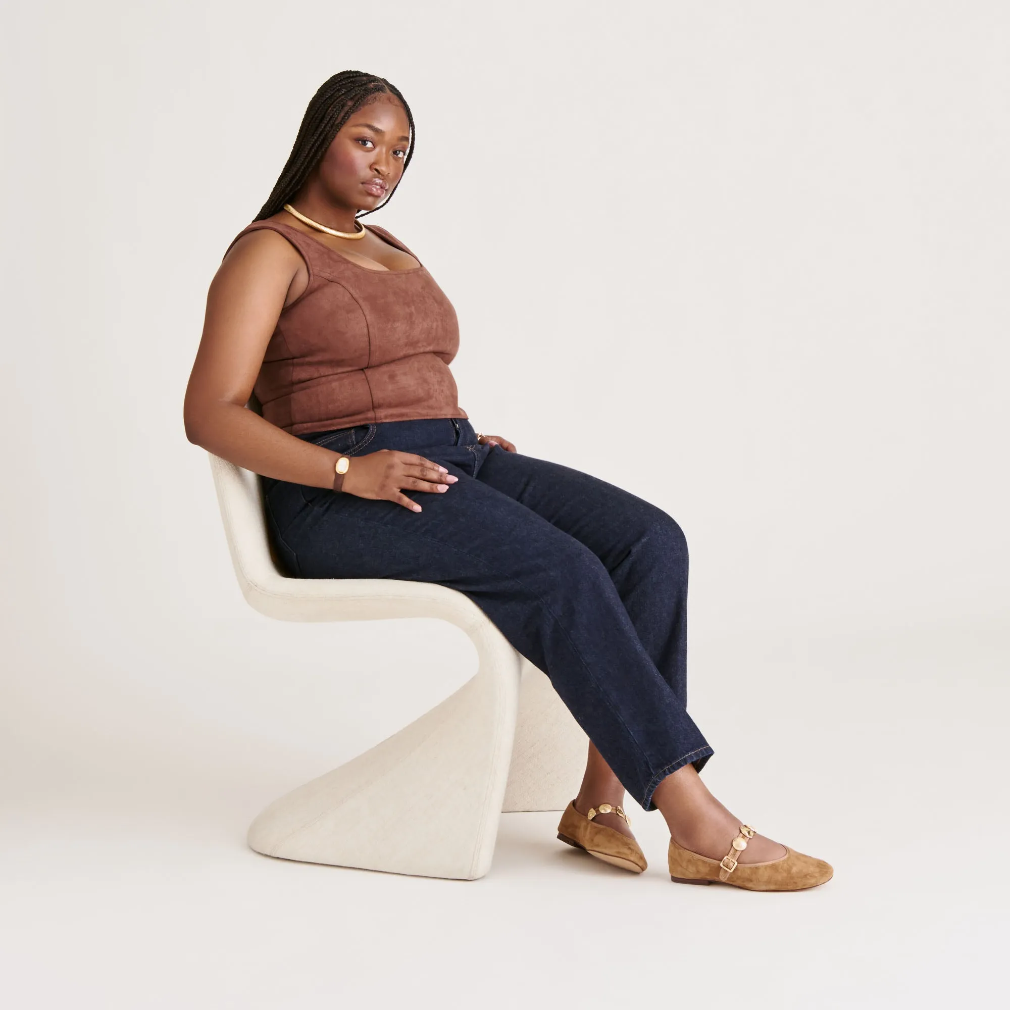 RELAN BALLET FLATS LT BROWN SUEDE Coffee Run