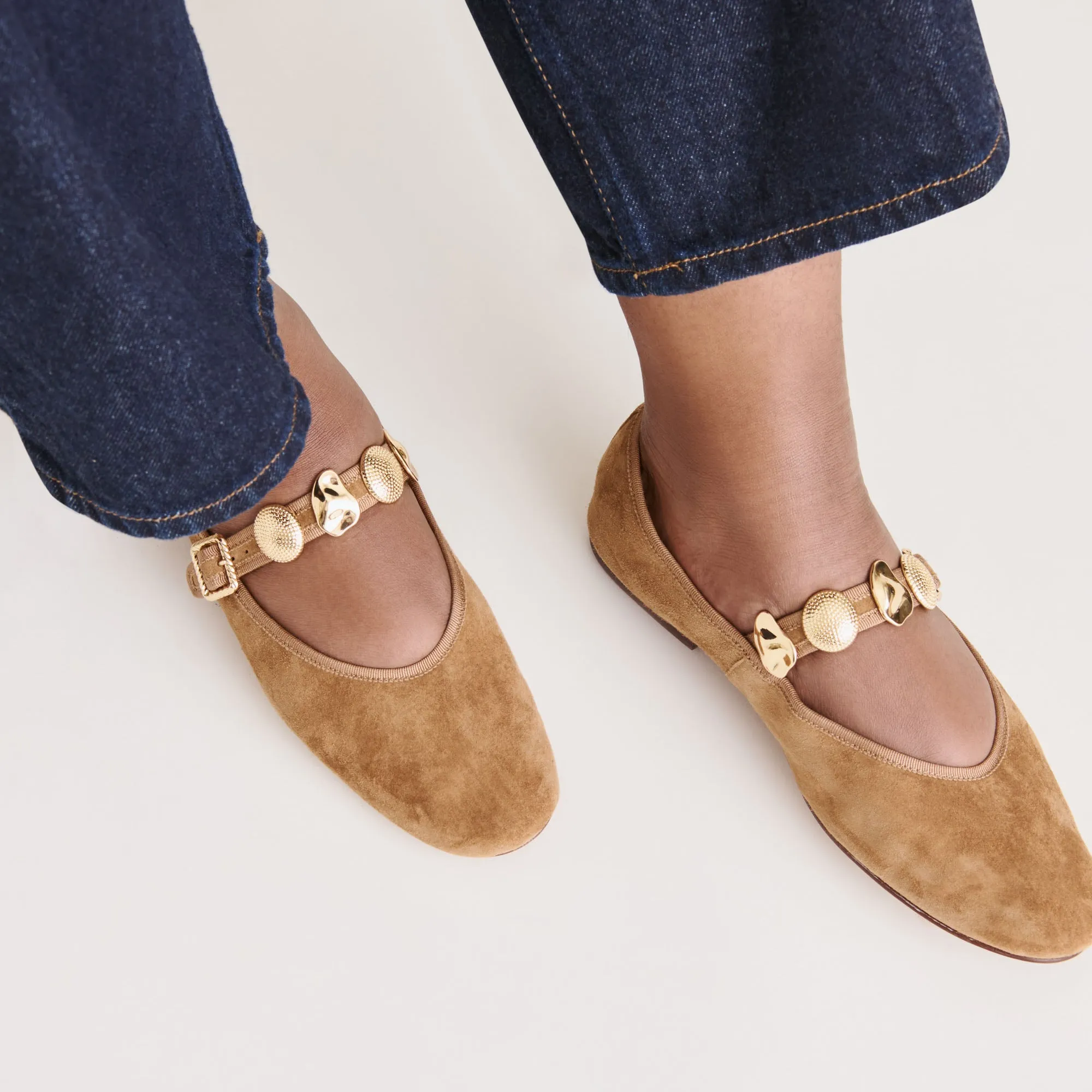 Sea Breeze Casual Design RELAN BALLET FLATS LT BROWN SUEDE