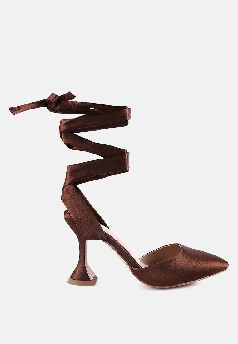 fonda mid heel tie up satin sandals Summer Heels