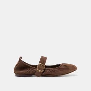 CAELY BALLET FLATS DK BROWN SUEDE Casual Slip-ons