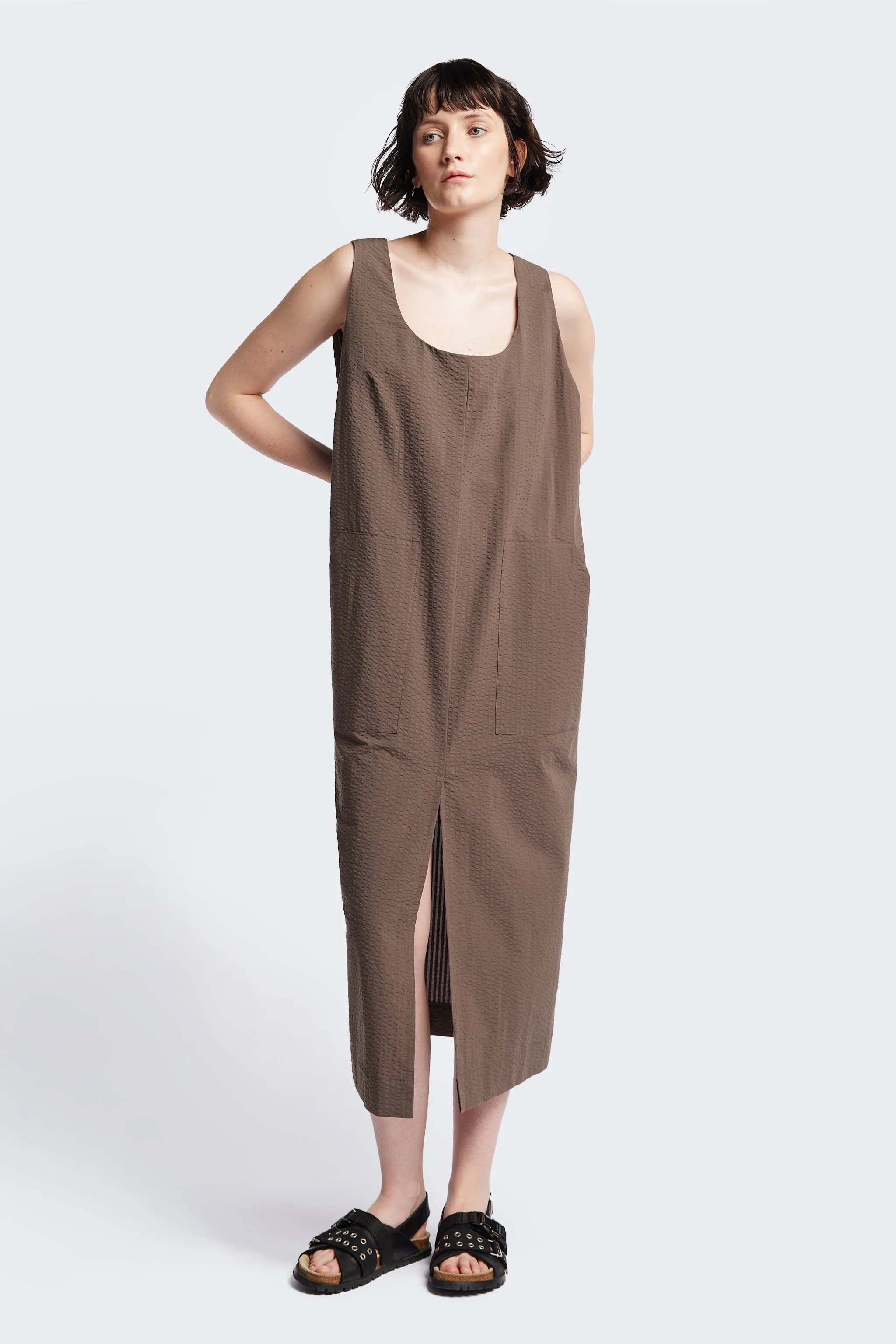 Sophisticated Edge Layered Wear Forces Pinafore Dress Brown