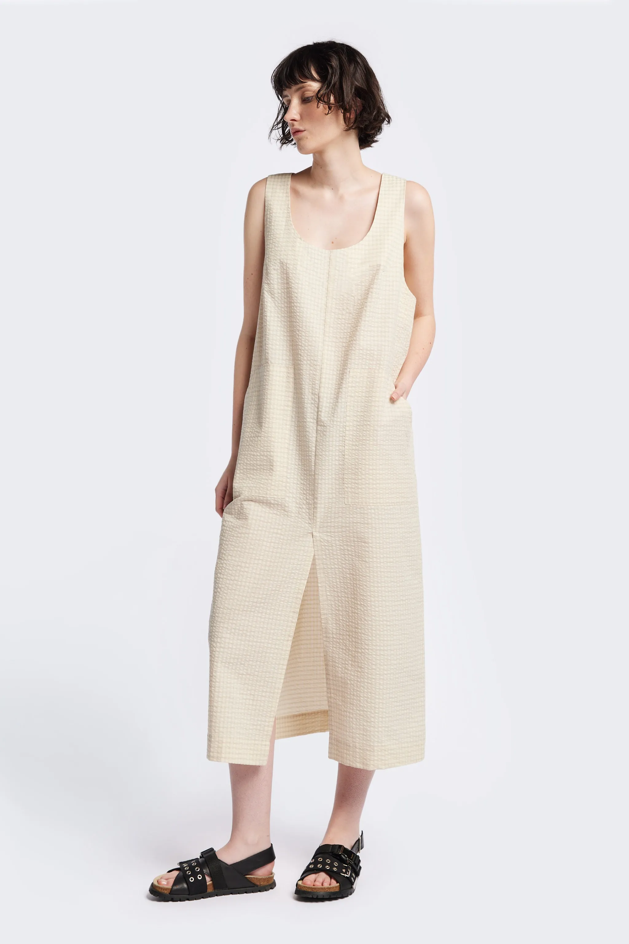 Refined Stitch Forces Pinafore Dress Ecru