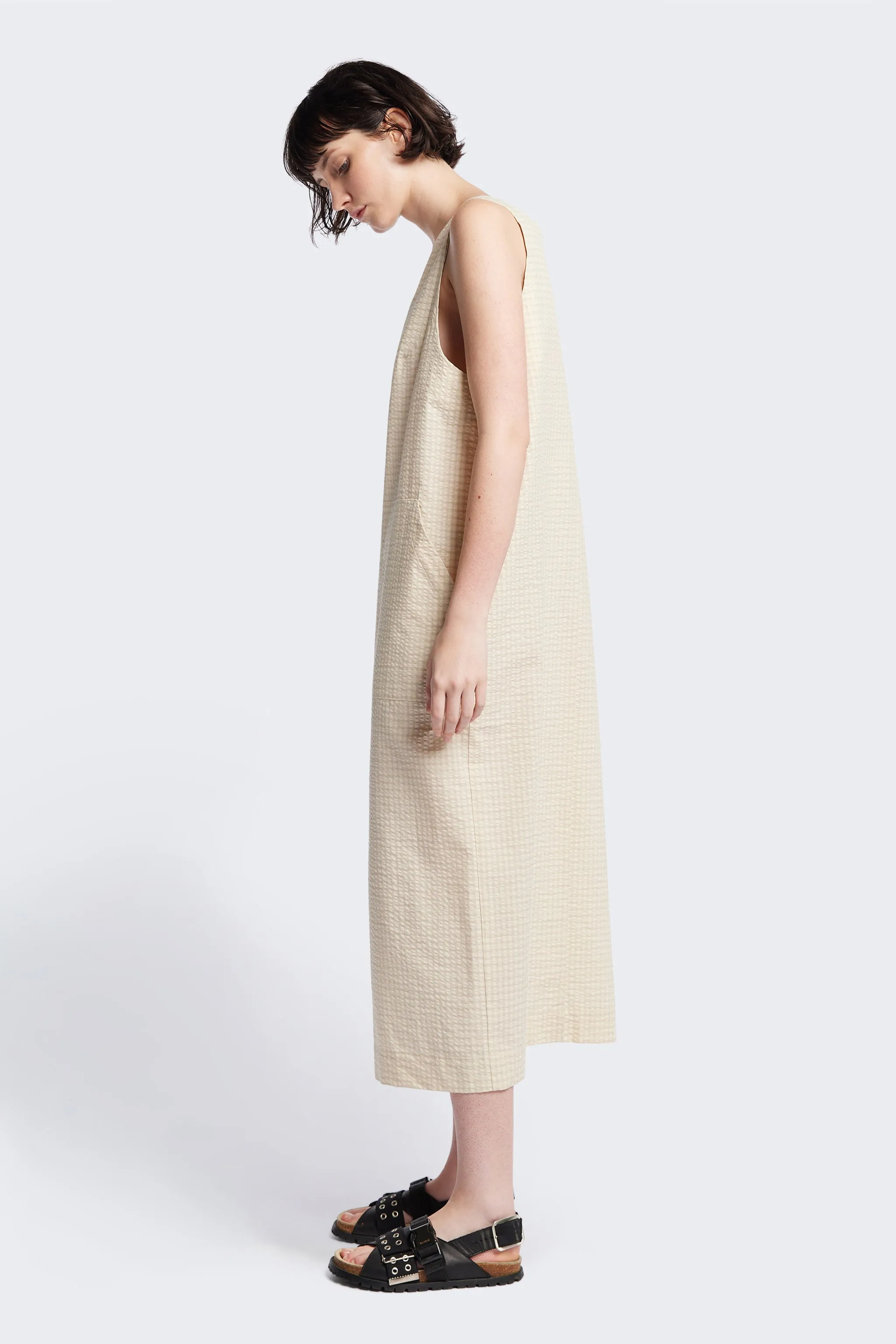 Forces Pinafore Dress Ecru NoiseFreeFabric Wrap-Style