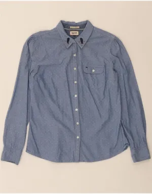 Stretch Fit Technology Mix-And-Match TOMMY HILFIGER Womens Shirt UK 14 Medium Blue Spotted Cotton