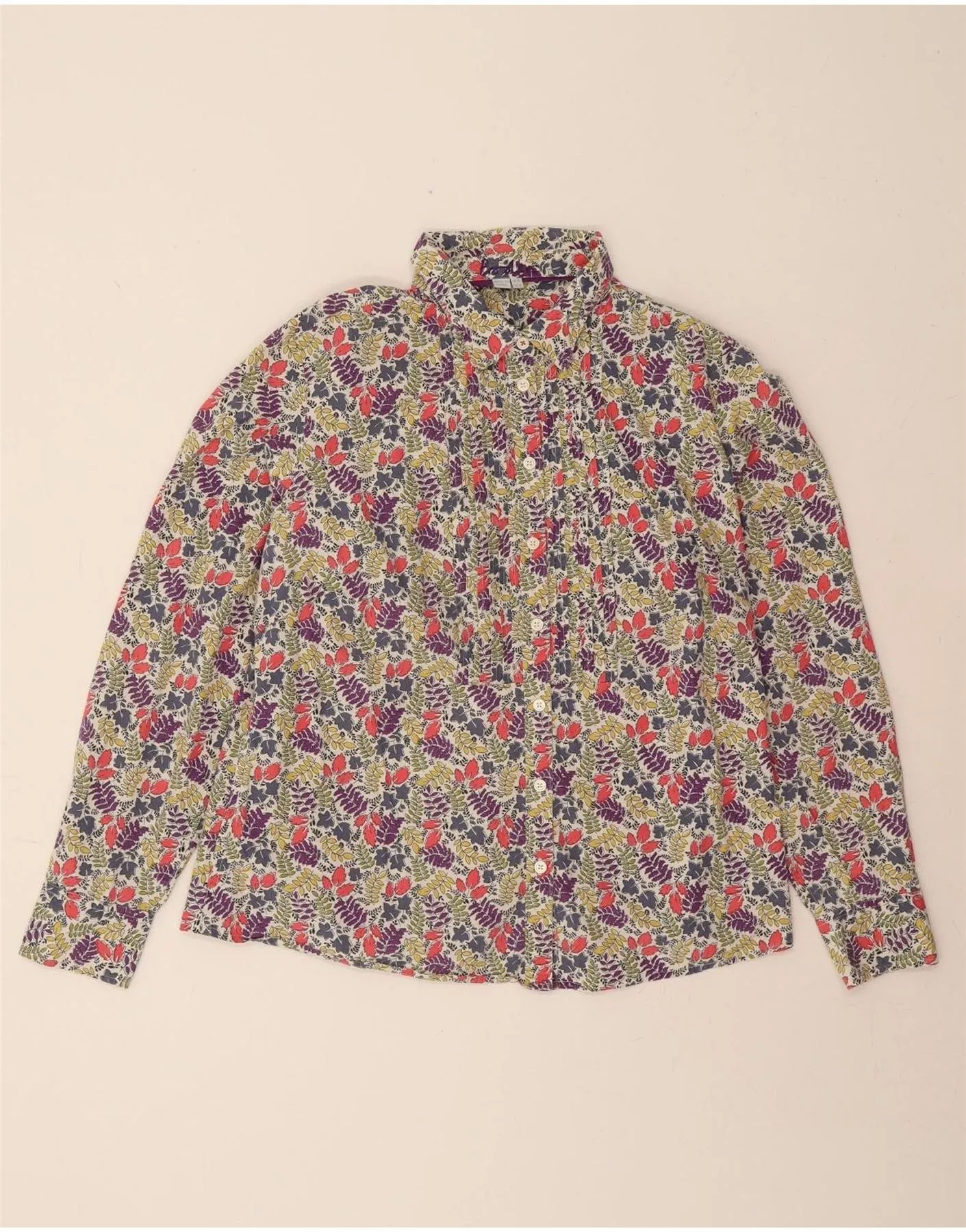 Wardrobe Must-Have Seamless Sides VINTAGE Womens Shirt UK 18 XL Multicoloured Floral Cotton
