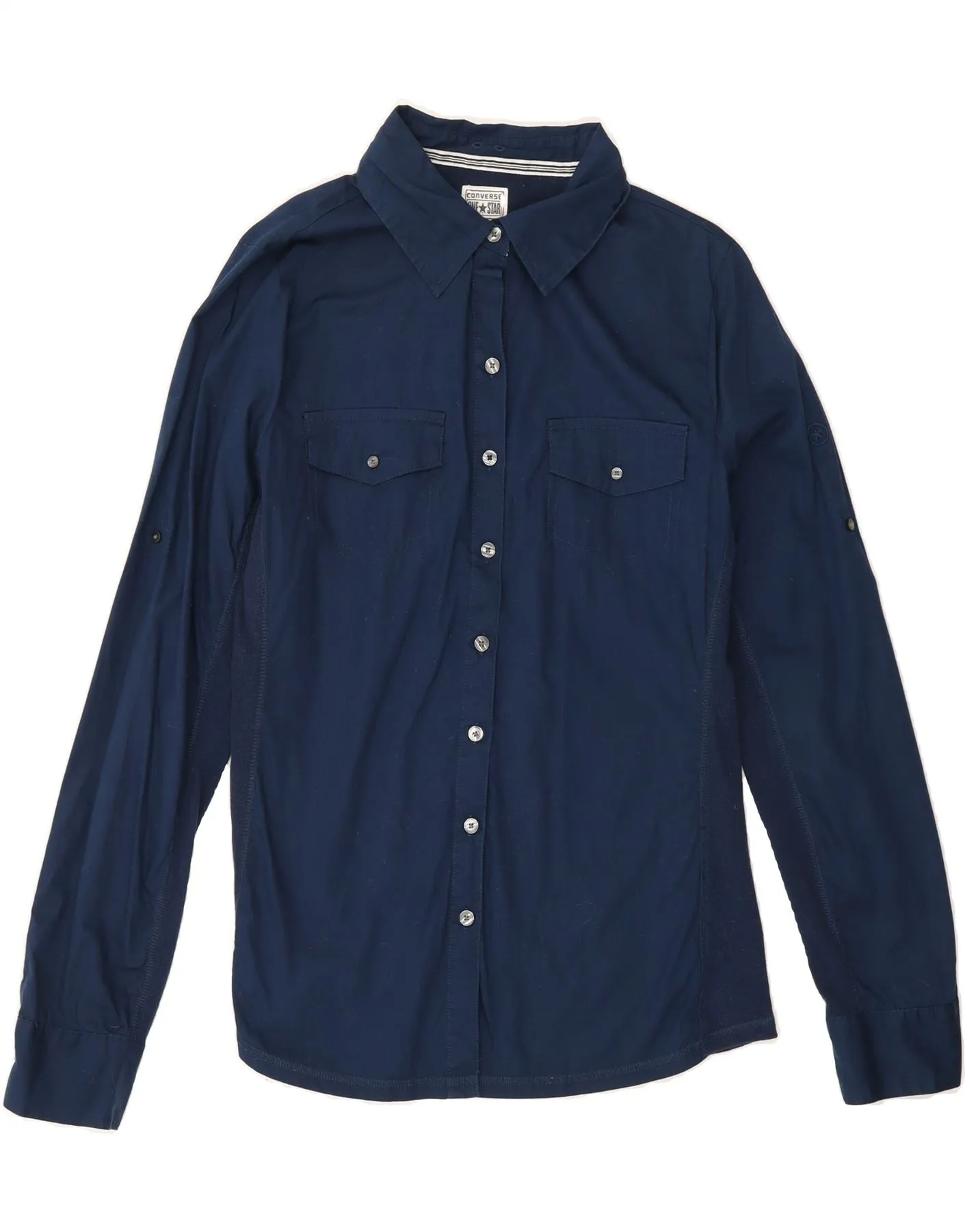 Anti Static Treatment youth trend CONVERSE Womens Shirt UK 18 XL Navy Blue Cotton