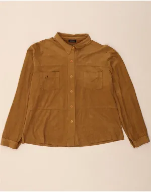 Classic Look Pocket Detailing VINTAGE Womens Shirt UK 20 2XL Brown Polyester