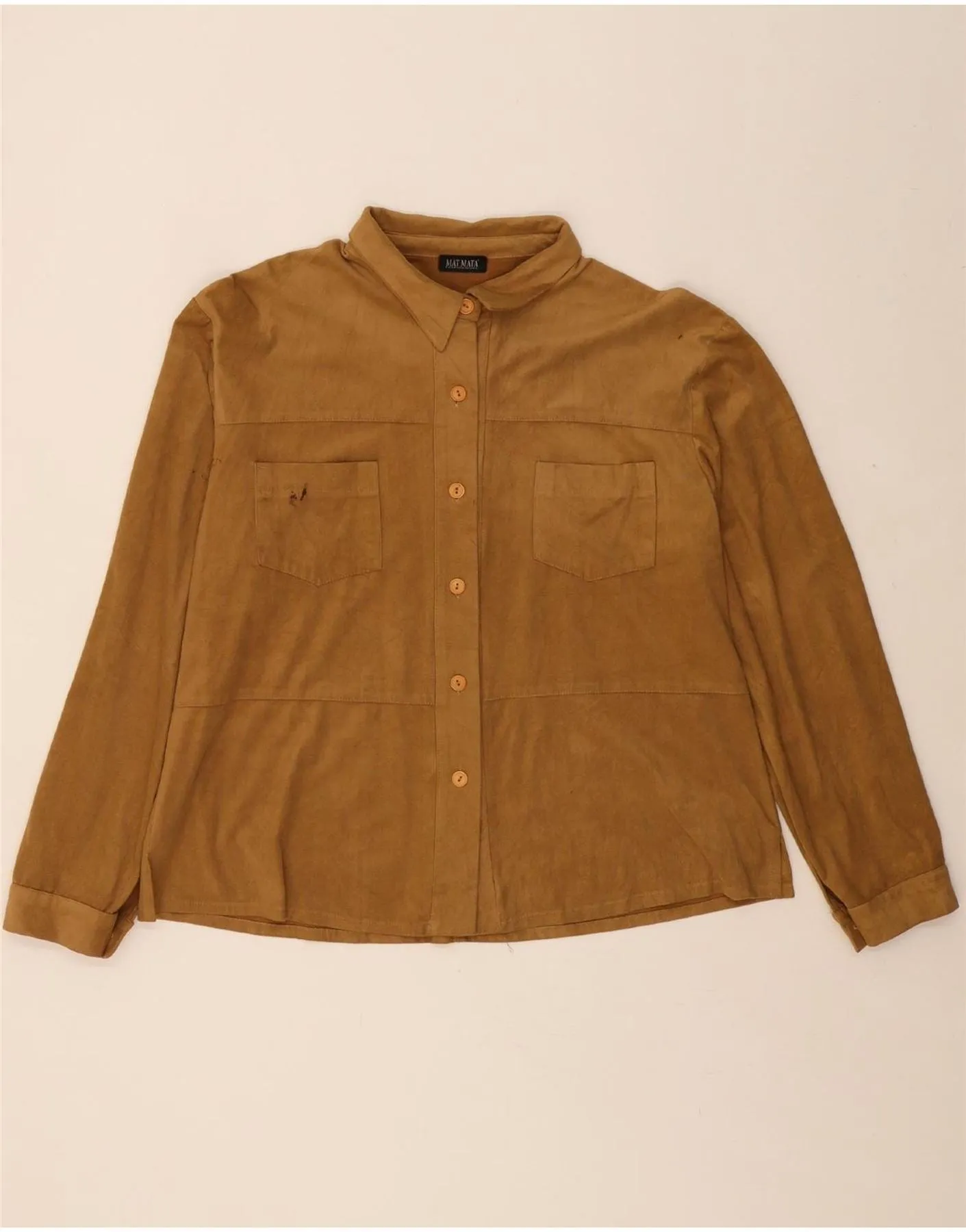 Classic Look Pocket Detailing VINTAGE Womens Shirt UK 20 2XL Brown Polyester