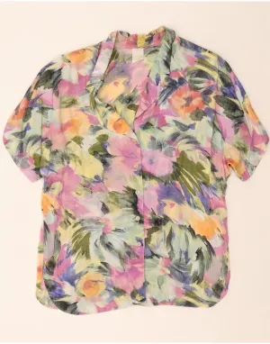 Customizable Option Sweat-Absorbing VINTAGE Womens Shirt Blouse UK 16 Large Multicoloured Floral Viscose