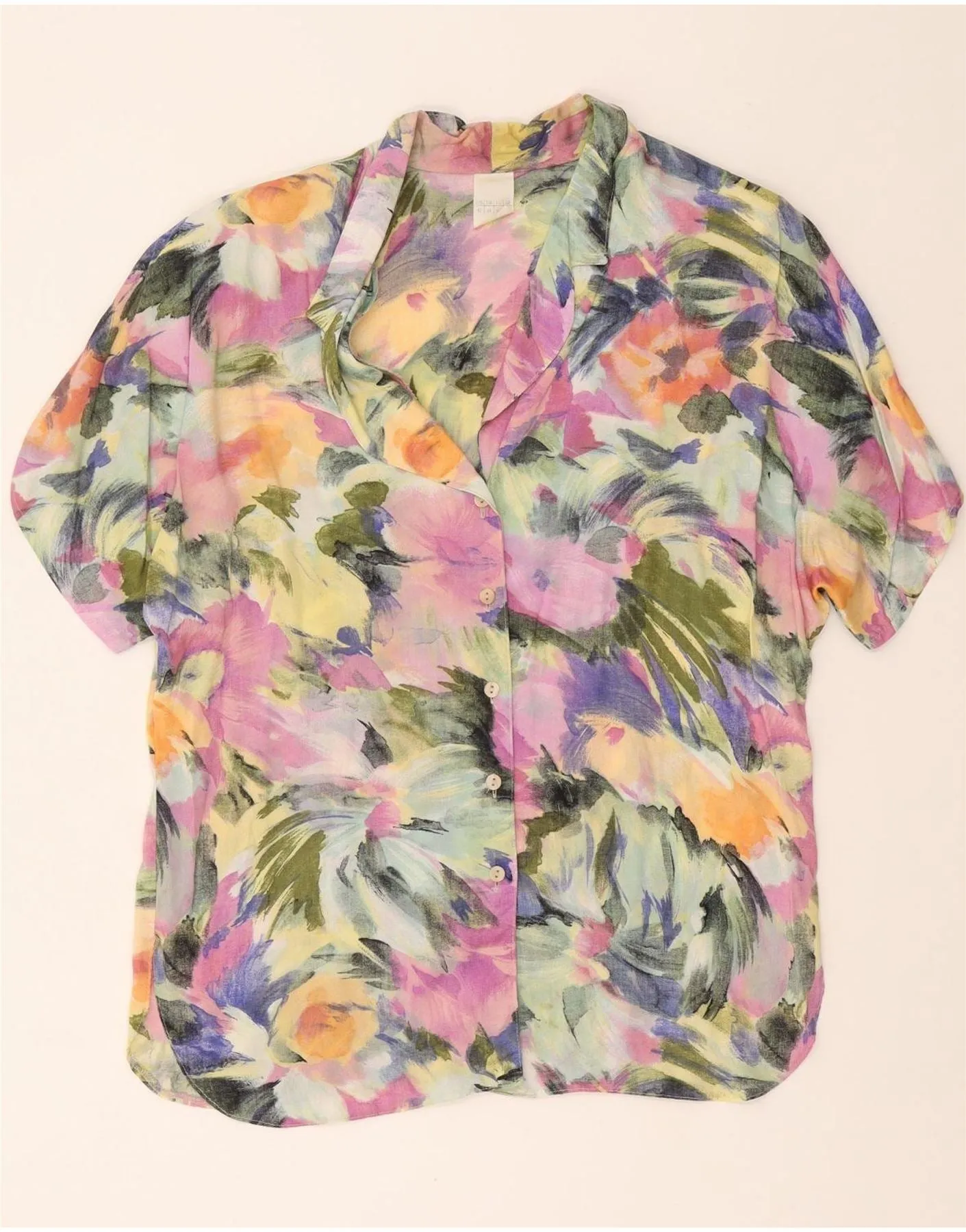 Customizable Option Sweat-Absorbing VINTAGE Womens Shirt Blouse UK 16 Large Multicoloured Floral Viscose