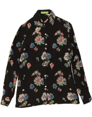 CACHAREL Womens Shirt Blouse IT 40 Small Black Floral Unisex style