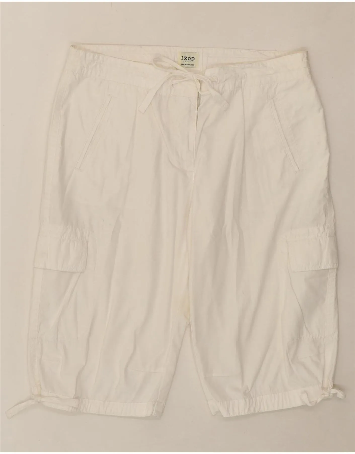 IZOD Womens Bermuda Cargo Shorts US 14 XL W36  White Cotton natural fiber
