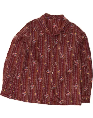 Conference Appropriate VINTAGE Womens Shirt Blouse UK 16 Large Maroon Floral