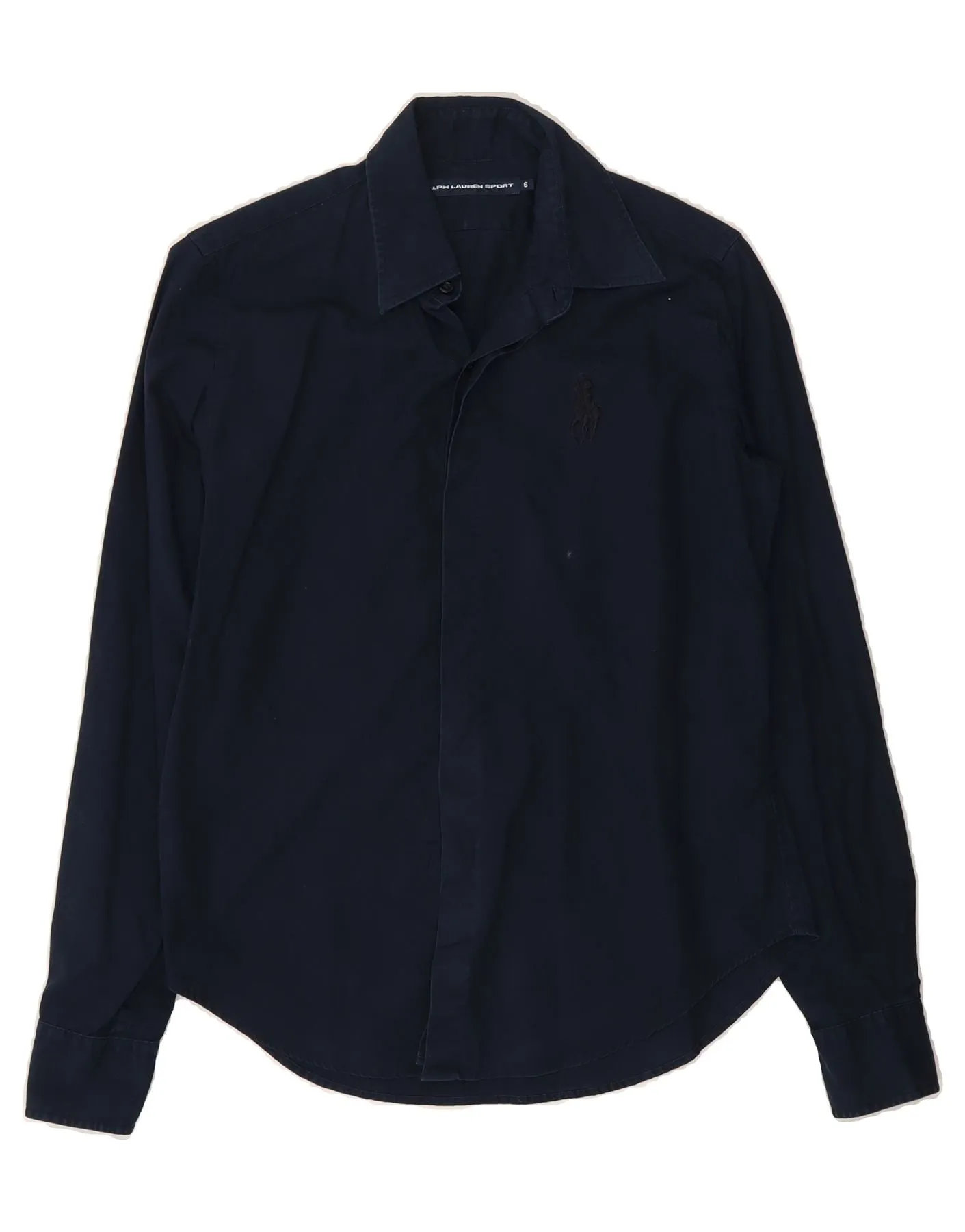 Neutral Tones Polished Look RALPH LAUREN Womens Shirt US 6 Medium Navy Blue Cotton