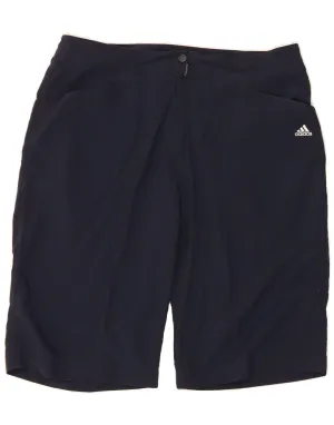 ADIDAS Womens High Waist Casual Shorts UK 18 XL W34 Navy Blue Polyamide Quick Release Cuffs Cultural Inspired