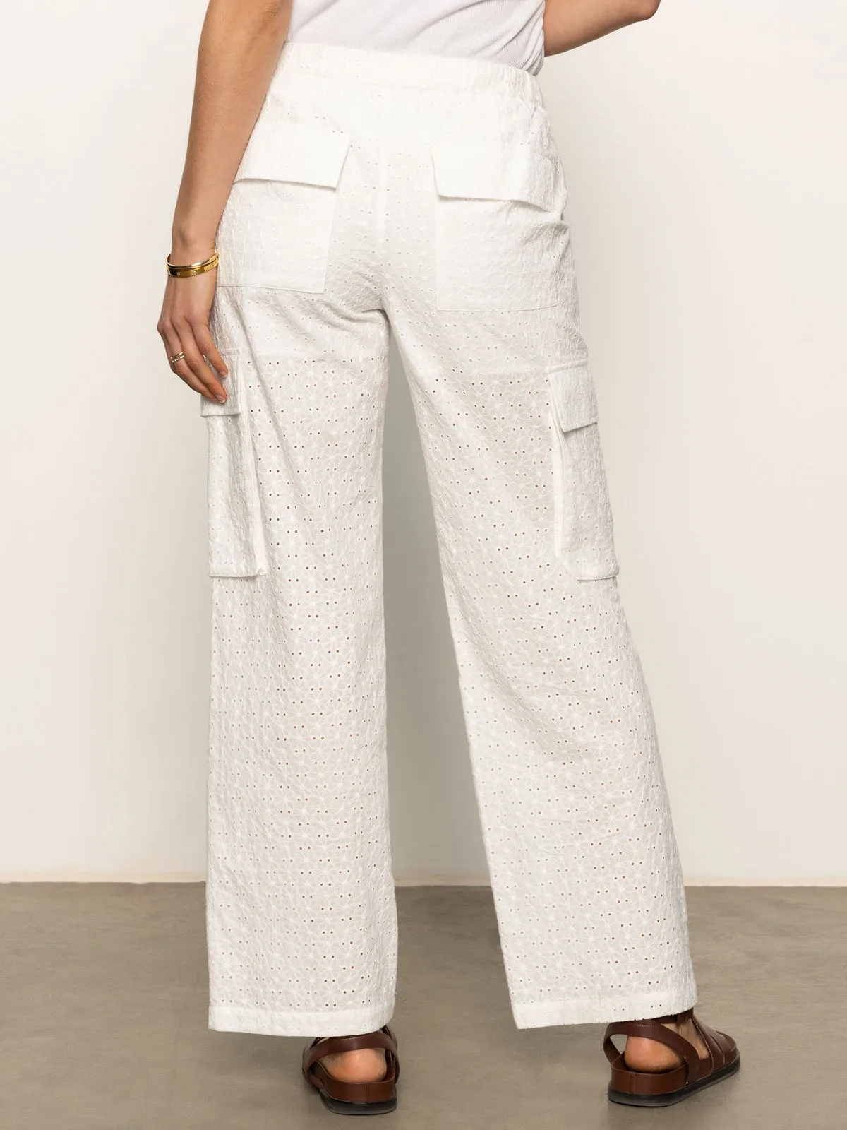 Free Time Eyelet Semi High Rise Pant Bleached White Secure Closures Day Comfort