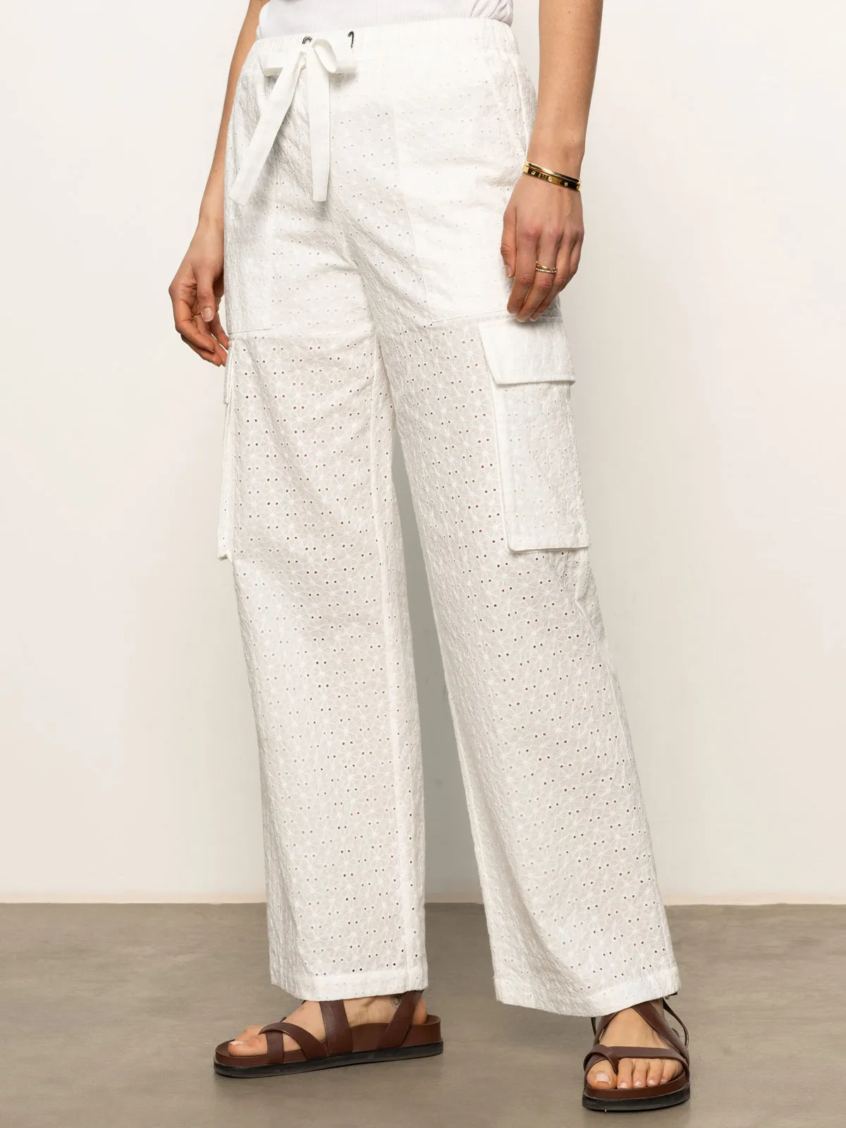 Quick Access Free Time Eyelet Semi High Rise Pant Bleached White