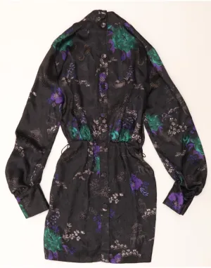 VINTAGE Womens Shirt Dress UK 12 Medium Grey Floral Polyester Special Occasion