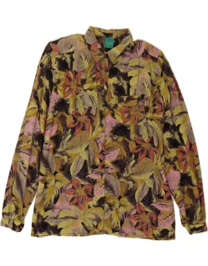 CANDA Womens Shirt Blouse EU 42 Large Multicoloured Floral Viscose Double Stitched Hems Night Out
