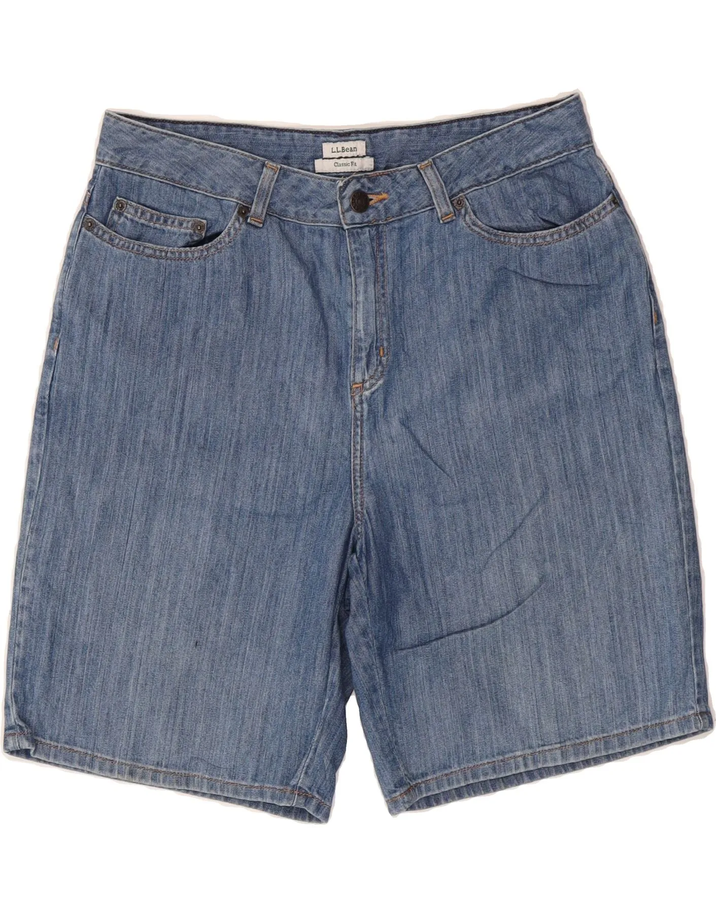 UV Protective Coating L.L.BEAN Womens Classic Fit Denim Shorts US 12 Large W34  Blue Cotton