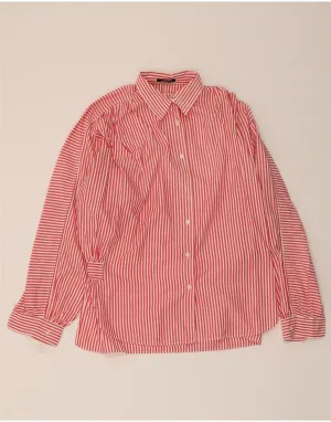 OAKS Womens Shirt UK 20 2XL Red Pinstripe Cotton Neutral Tones