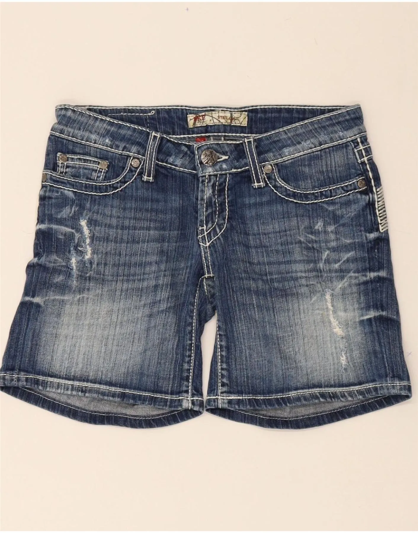 BKE Womens Denim Shorts W25 XS Blue Cotton Inner Layer