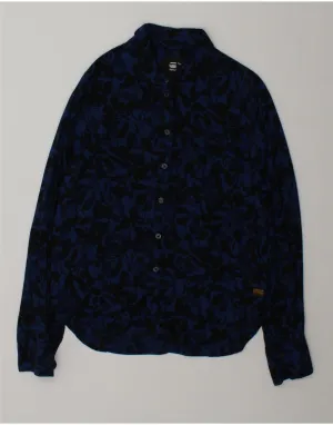 Mature Elegance G-STAR Womens Shirt UK 10 Small Navy Blue Floral Viscose