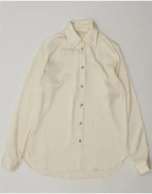 Sustainable Material Bold Pattern MICHAEL KORS Womens Shirt Blouse UK 10 Small Off White Striped