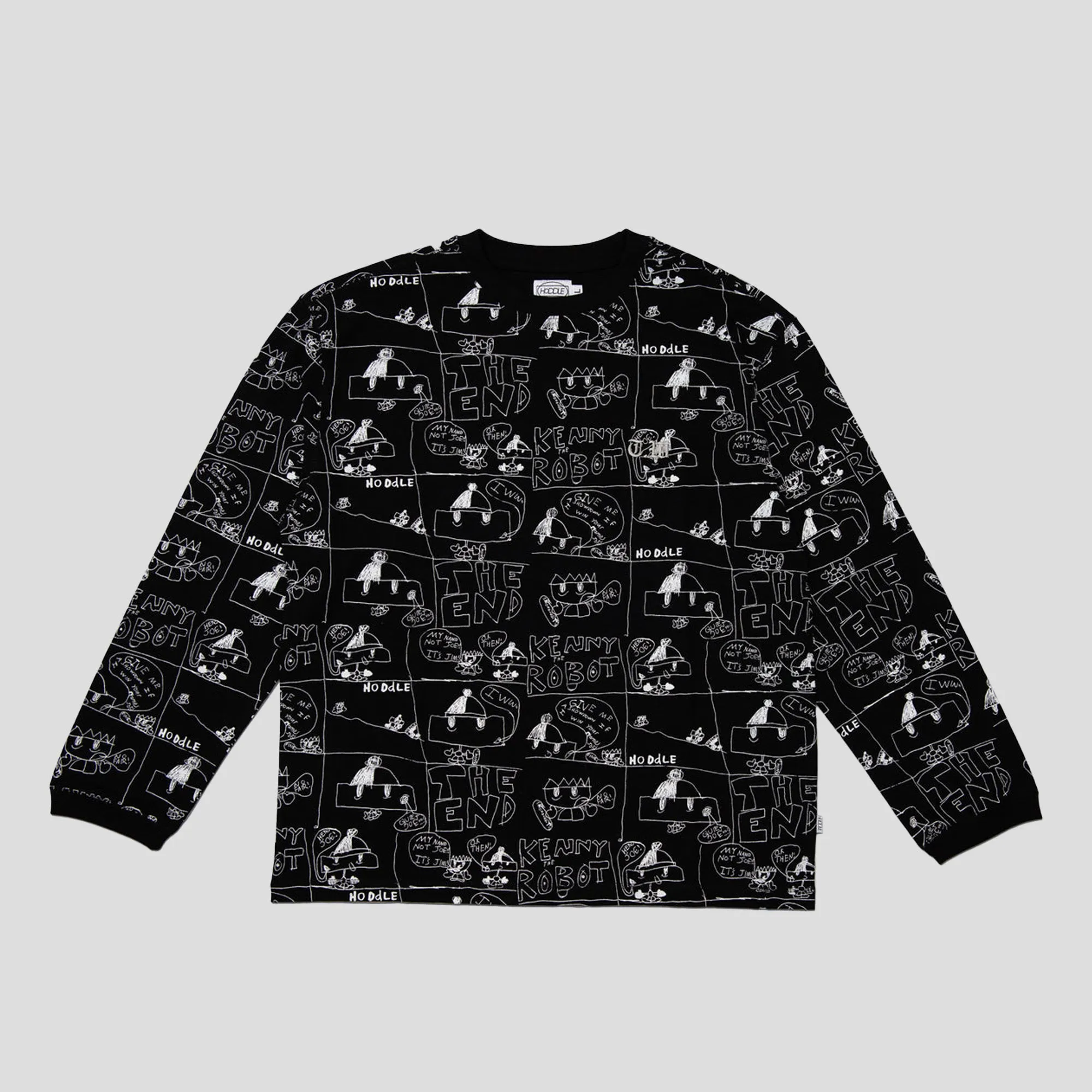 Hoddle Quiet Joe Long-Sleeve Tee - Black / White Seamless construction