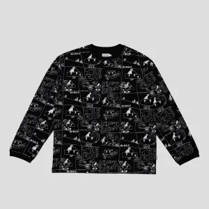 Hoddle Quiet Joe Long-Sleeve Tee - Black / White Seamless construction