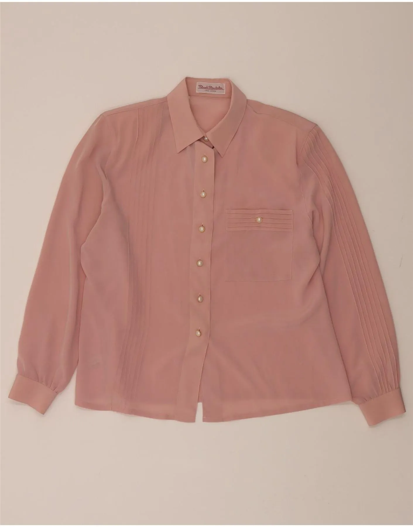 Polished Look Ruffle Edge RENATO BALESTRA Womens Shirt Blouse IT 48 XL Pink Polyester