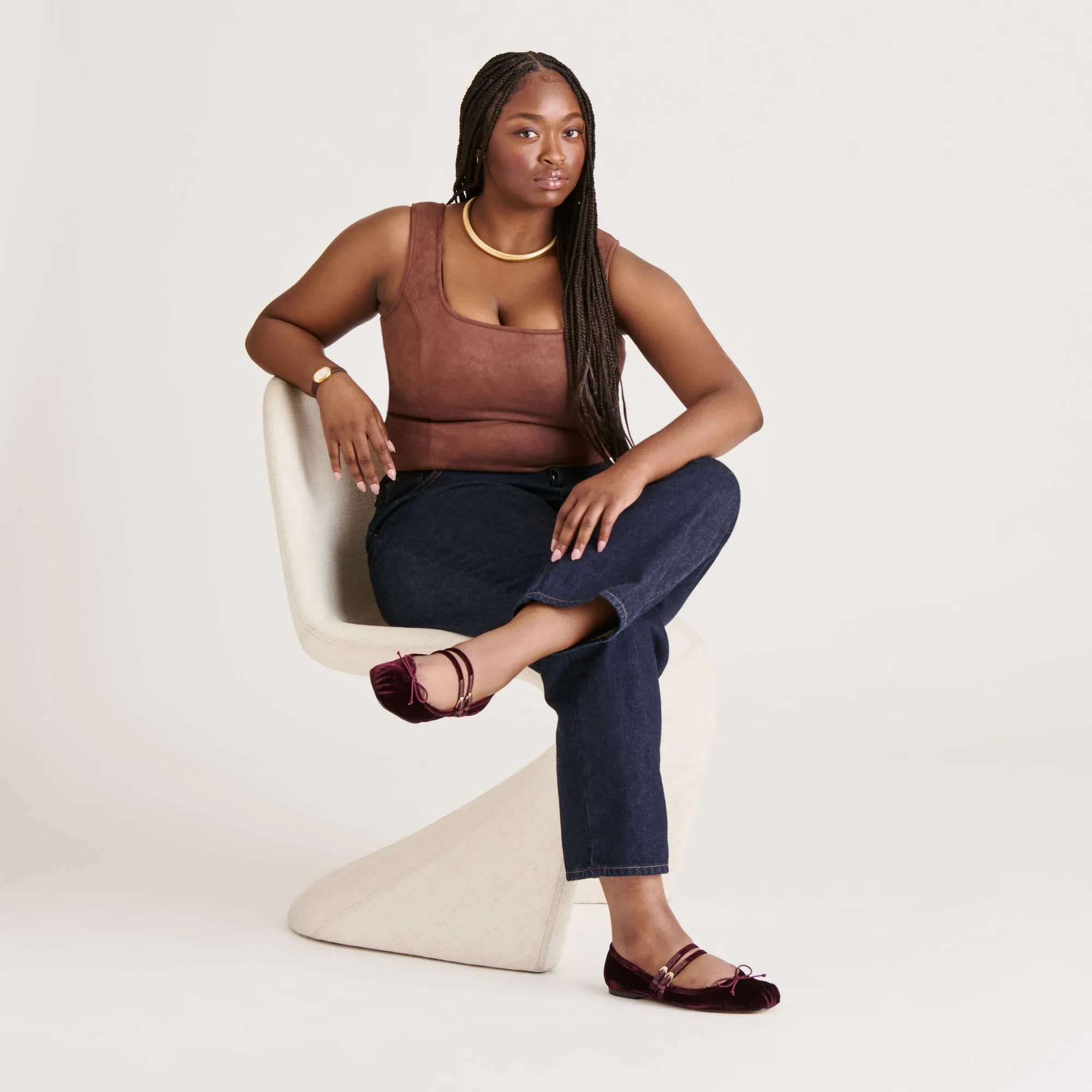 Calm Mind GIBSEN BALLET FLATS BURGUNDY VELVET