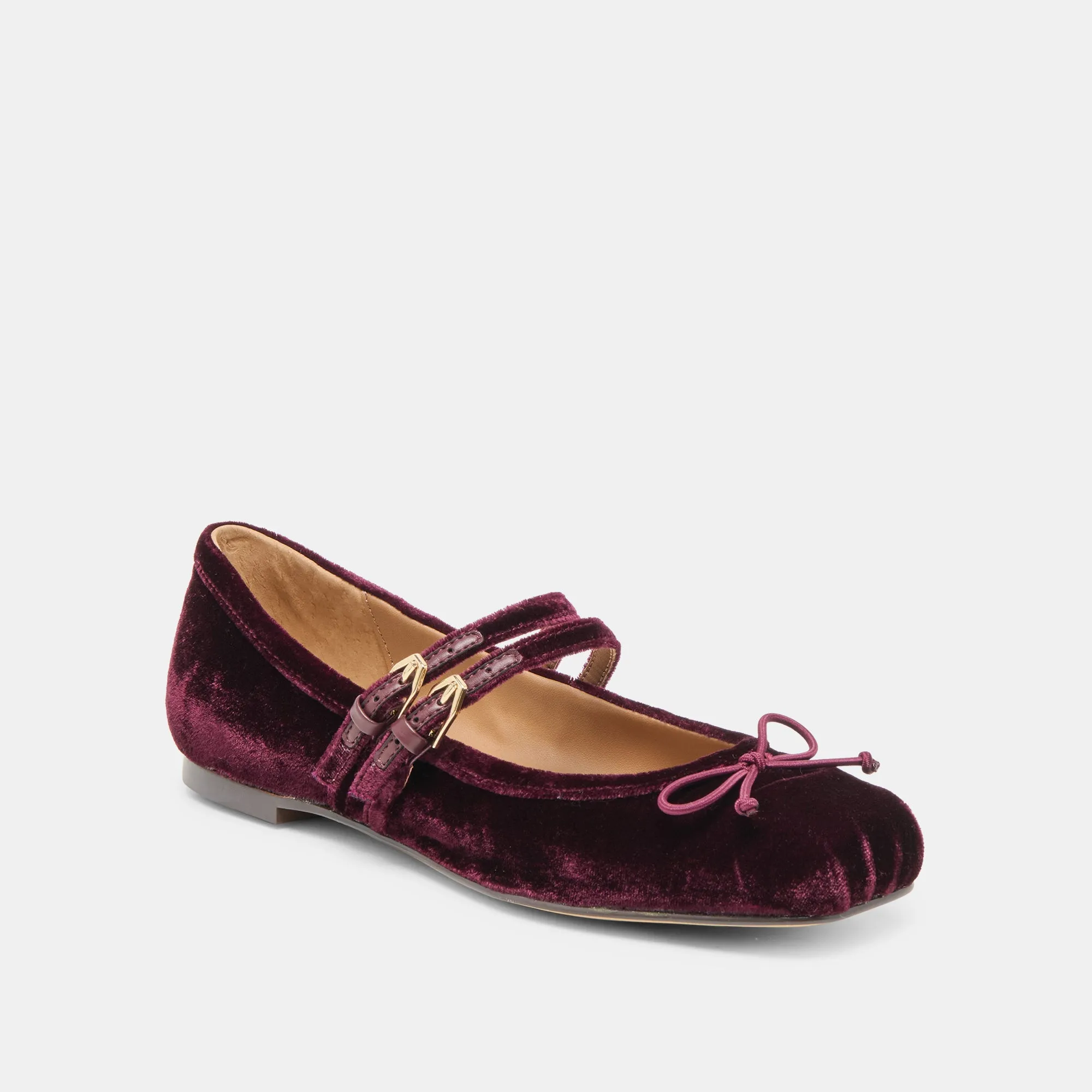 GIBSEN BALLET FLATS BURGUNDY VELVET foam