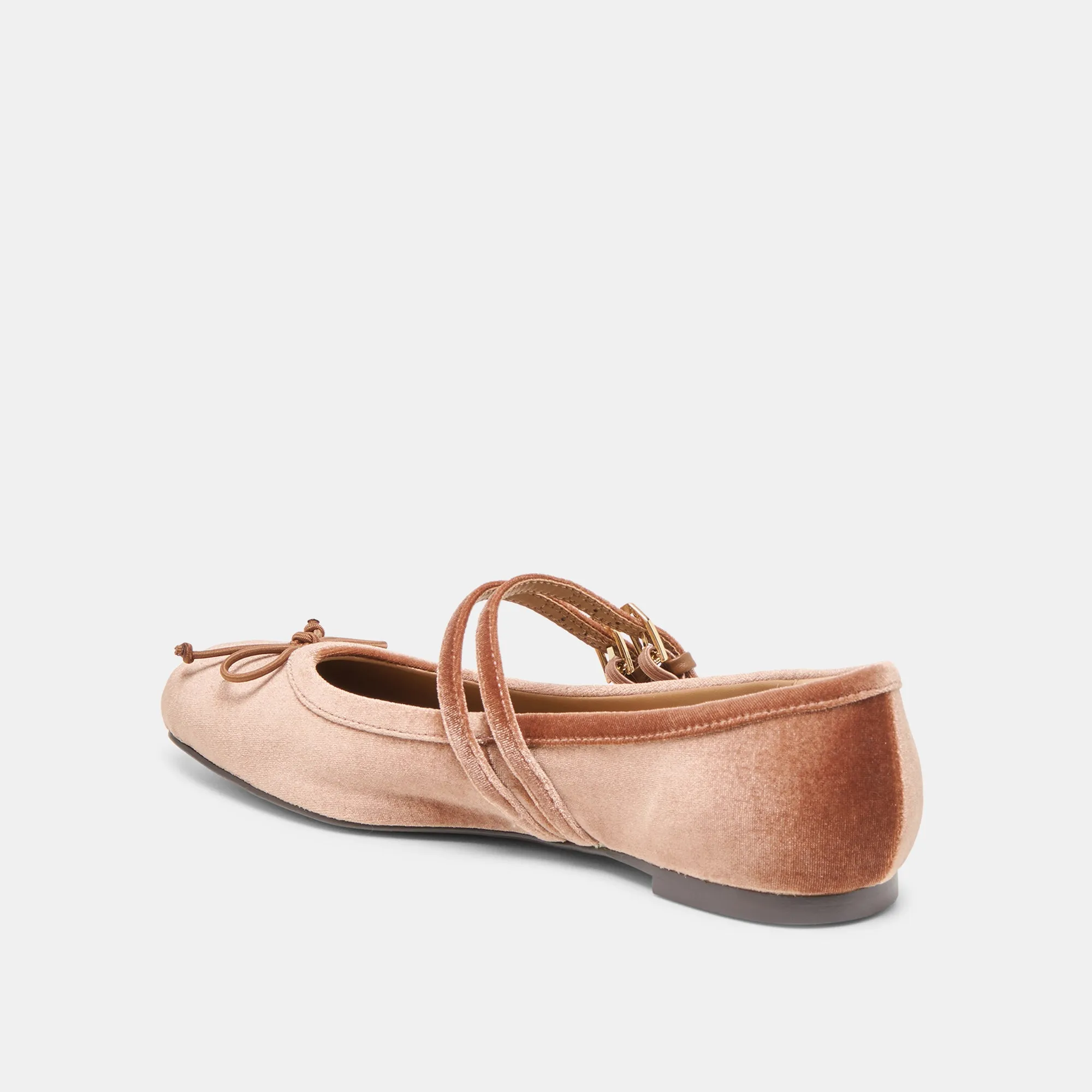 GIBSEN BALLET FLATS DK ROSE VELVET Relaxed Look Leaf Path