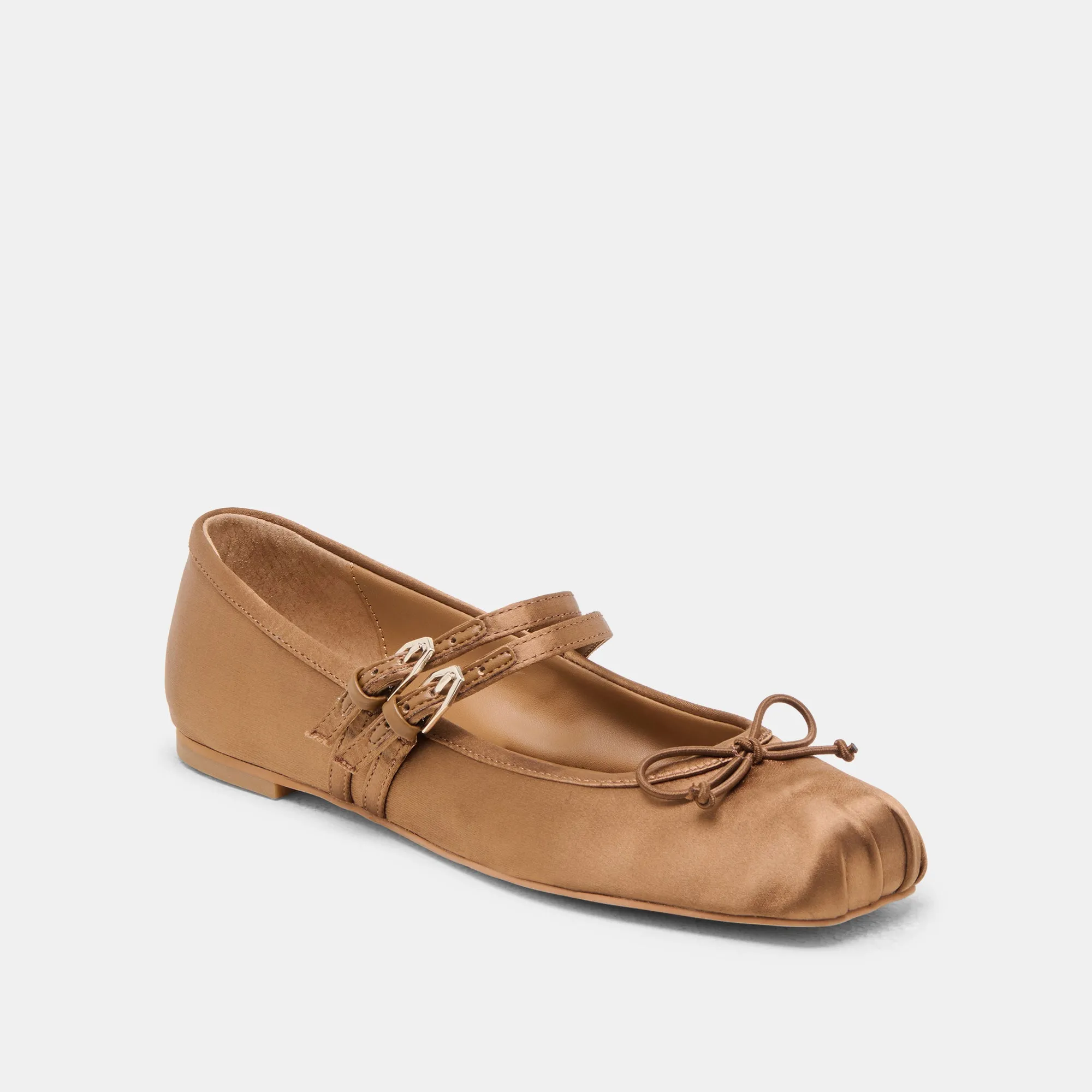 Fund Glow Hidden Alley GIBSEN BALLET FLATS MID BROWN SATIN