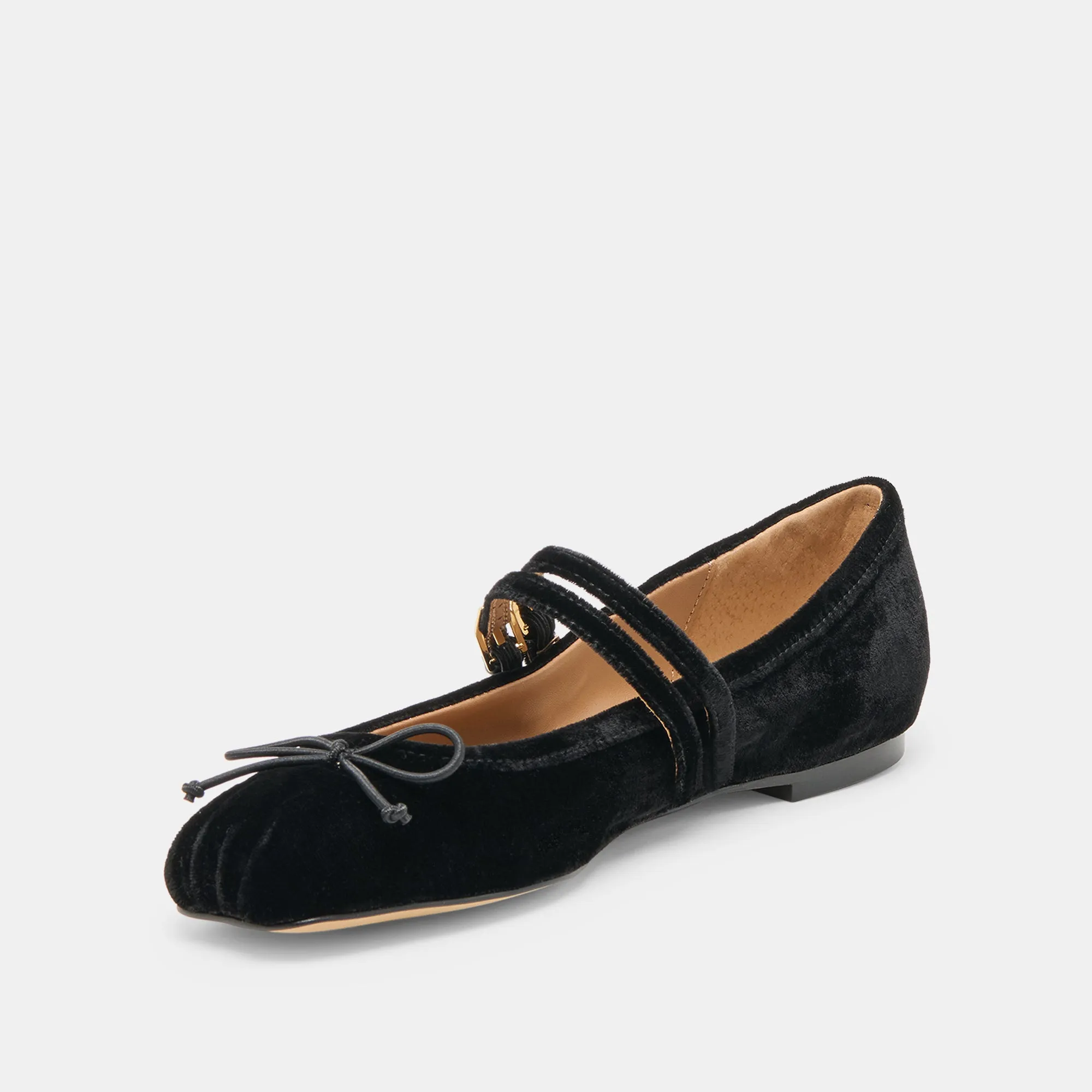 GIBSEN BALLET FLATS NERO VELVET Adjustable Step