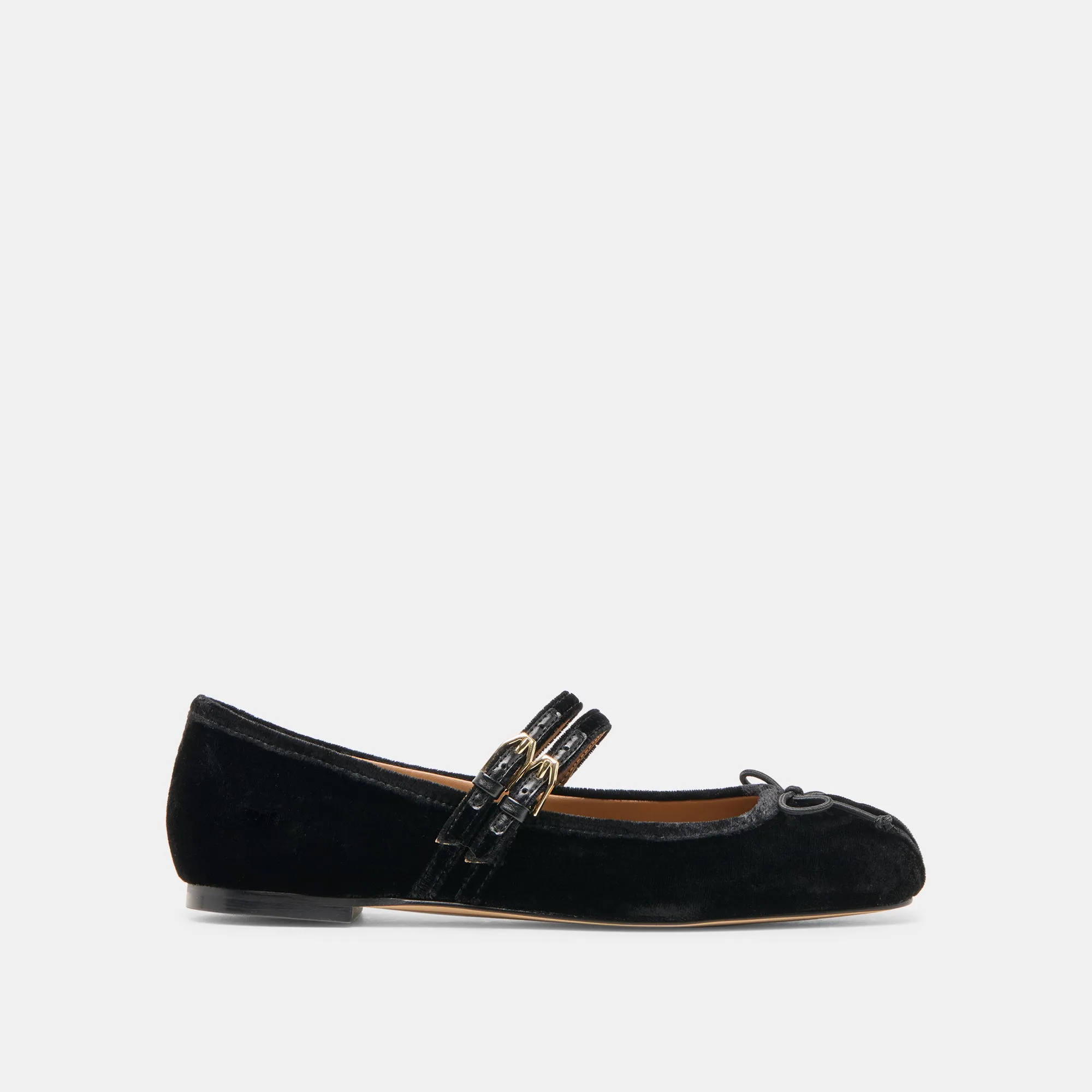 GIBSEN BALLET FLATS NERO VELVET Lace Up