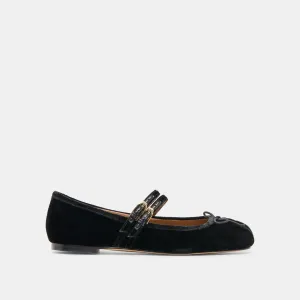 GIBSEN BALLET FLATS NERO VELVET Lace Up