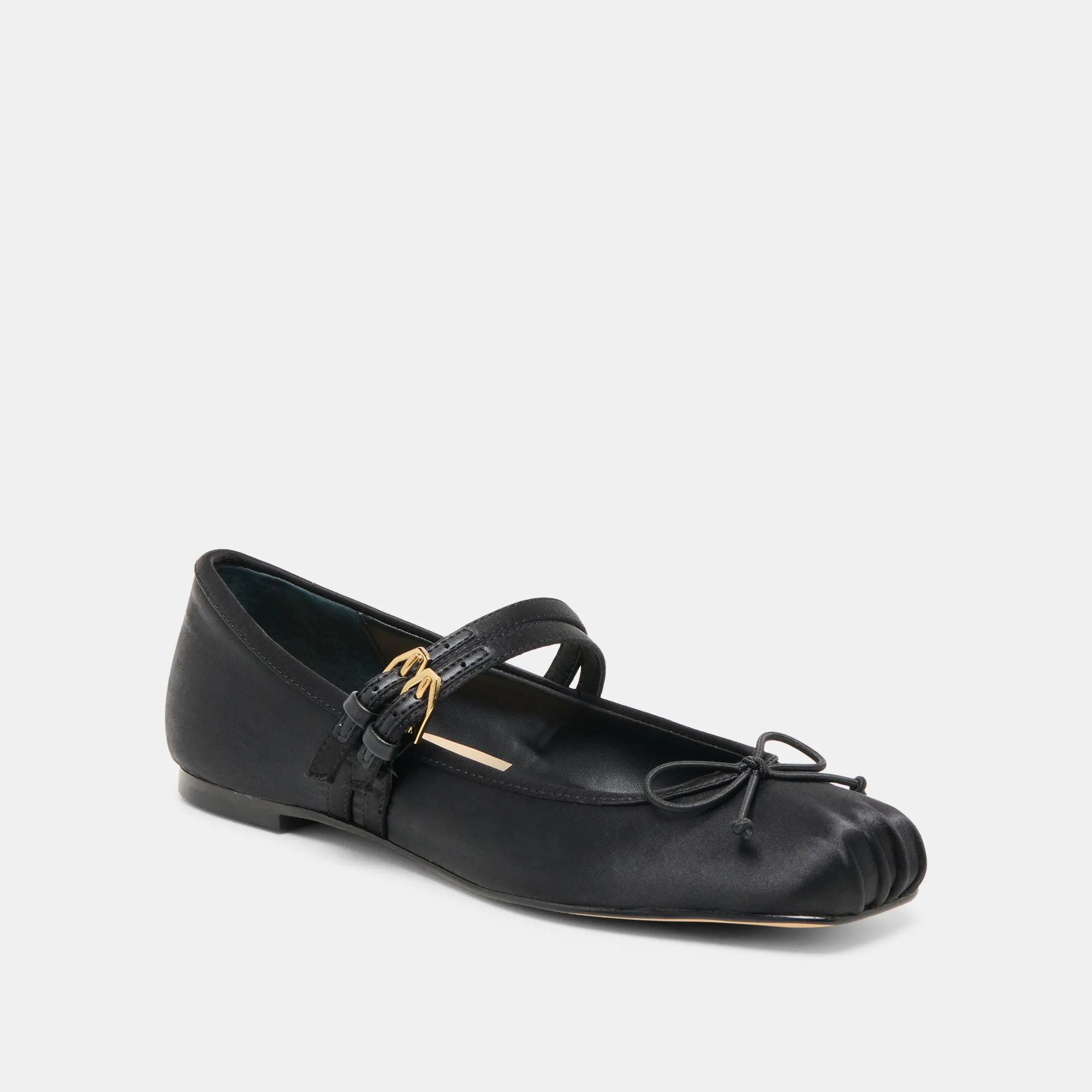 Square Toe Simple Comfort GIBSEN BALLET FLATS ONYX SATIN
