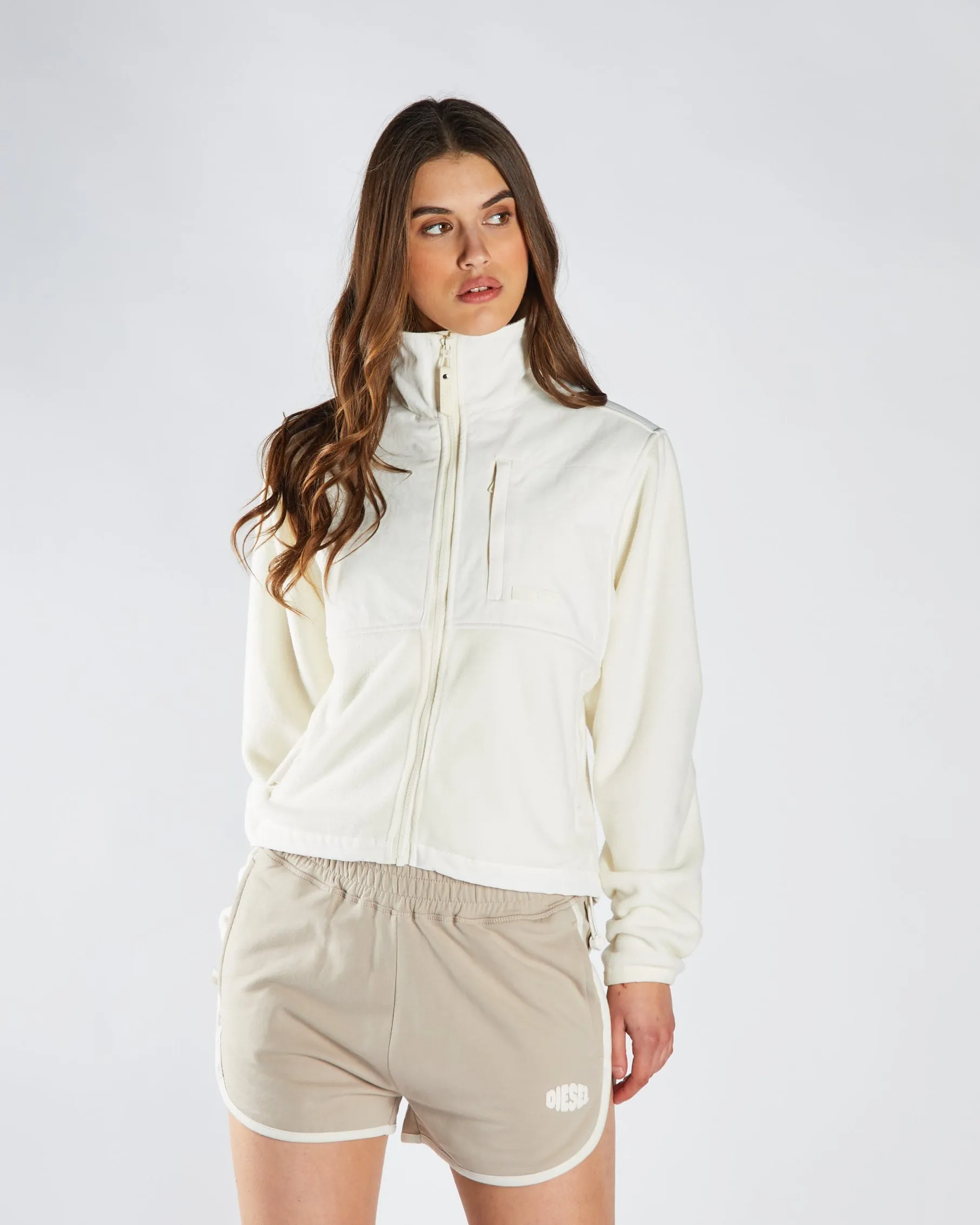 Gilly Fleece Hybrid Jacket Soft Ivory Cotton Blend Modern