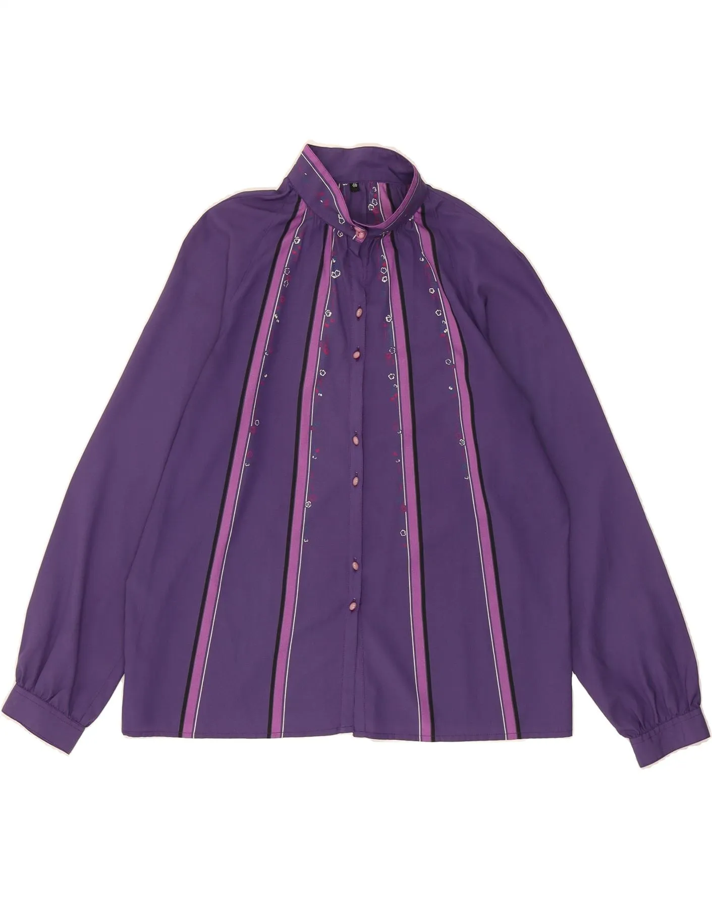 Soft Texture hypoallergenic material VINTAGE Womens Shirt Blouse IT 46 Large Purple Striped Polyester