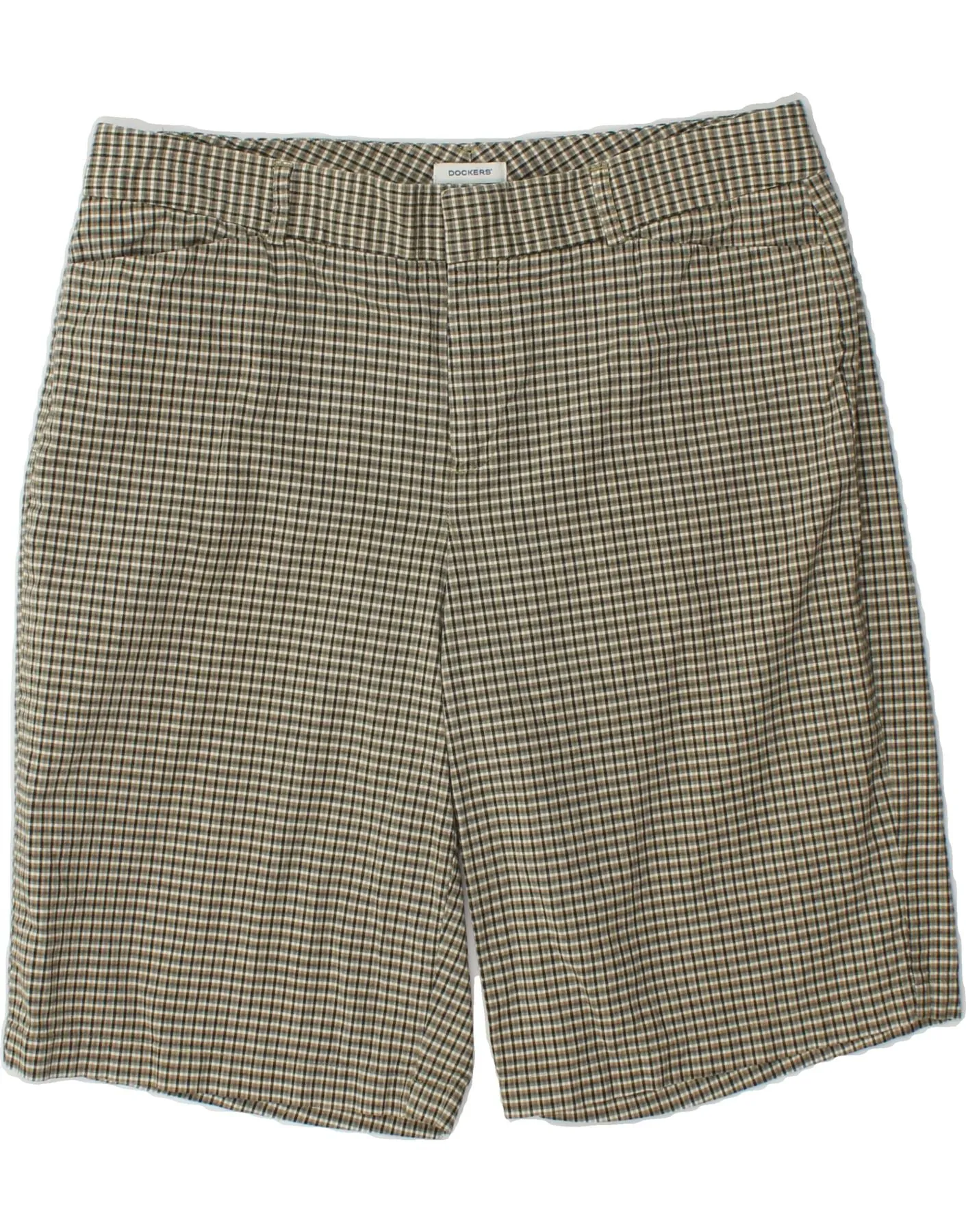 Functional Wear DOCKERS Womens Bermuda Shorts US 14 XL W34  Green Check Cotton