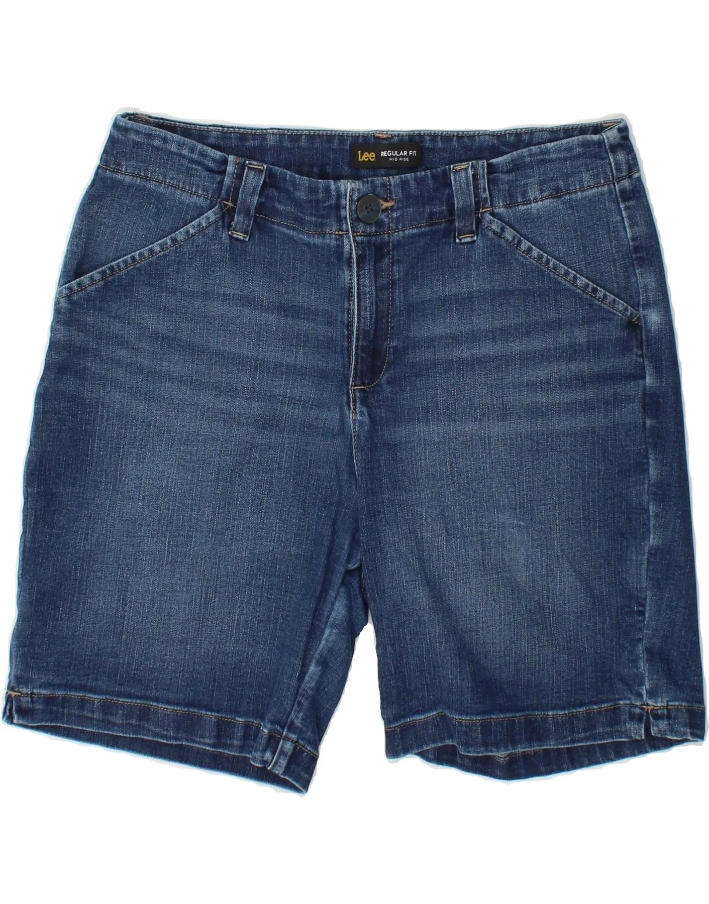 gender-neutral LEE Womens Mid Rise Mid Rise Regular Fit Denim Shorts US 8 Medium W32 Blue