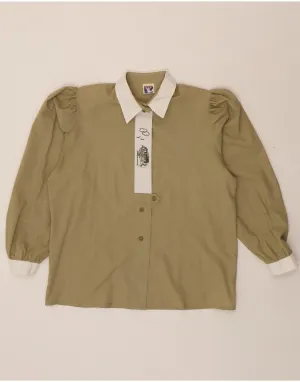 YESSICA Womens Shirt Blouse UK 16 Large  Beige Cotton No Bulk Layering System Hooded Neckline