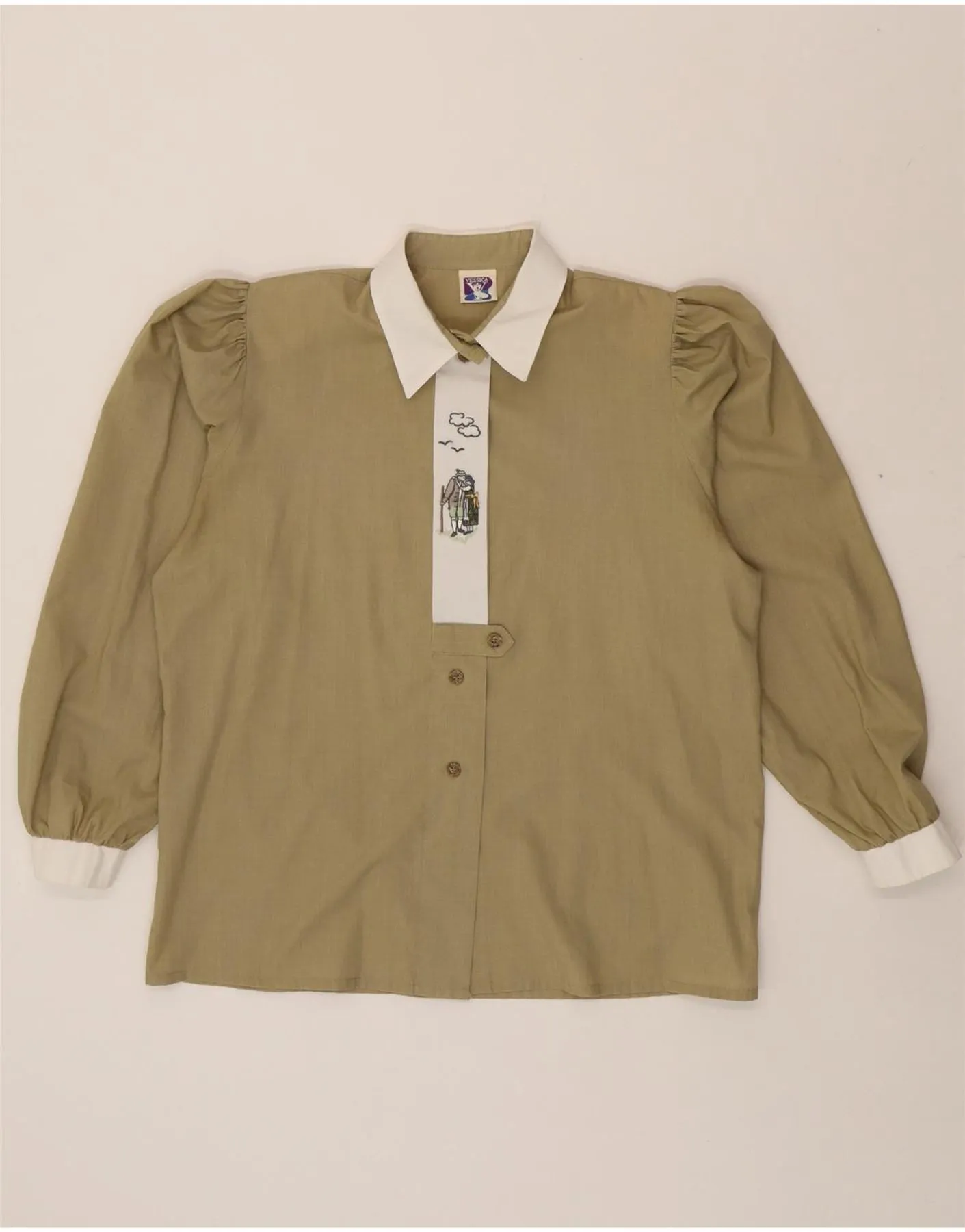 YESSICA Womens Shirt Blouse UK 16 Large  Beige Cotton No Bulk Layering System Hooded Neckline