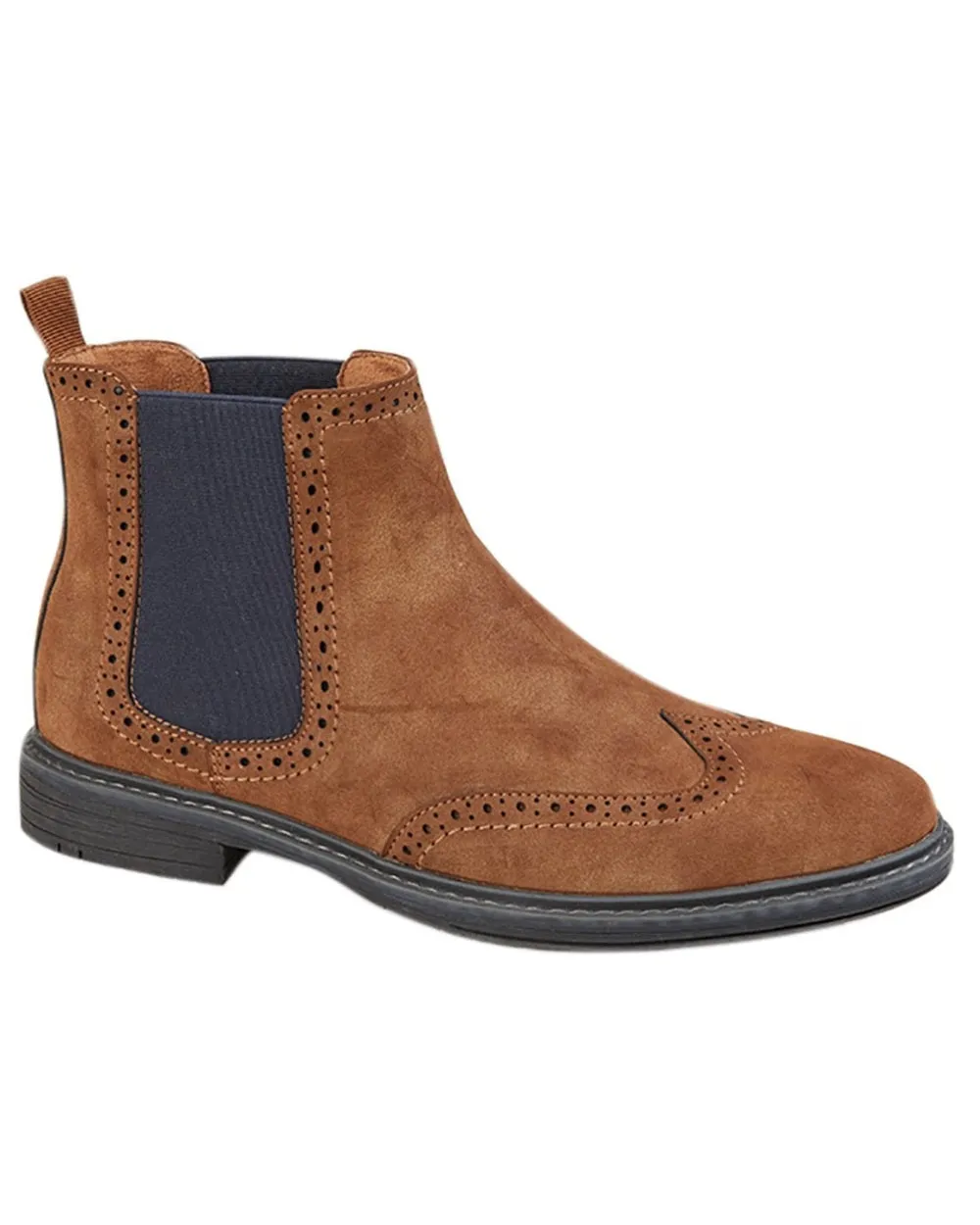 Goor Mens Twin Gusset Brogue Ankle Boots Ice Road